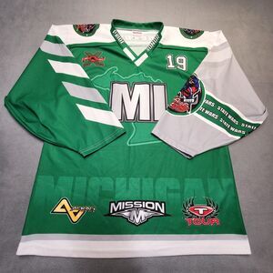 Pro Joy Michigan Hockey Jersey Mens M White Green Great Lakes